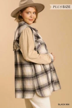 24 OT-B {Class Is In} Umgee Taupe Plaid Shacket SALE!! PLUS SIZE XL 1X 2X -Cheap Clothing Store image 4625606d 0cc9 459f b8d4 198339dc9541