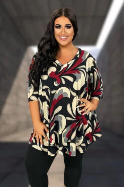 72 PSS {Style Statement} Black Paisley Print Top EXTENDED PLUS SIZE 3X 4X 5X