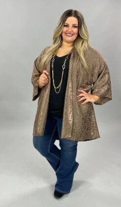 26 OT-A {Flirting With Fun} Mocha Kimono PLUS SIZE 1X 2X 3X