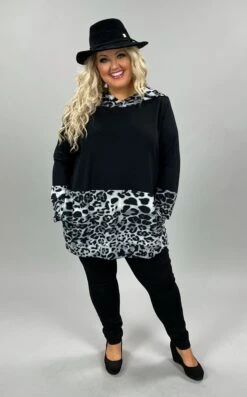 59 OR 32 HD-C {Time To Unwind} Black/Gray Leopard Print Hoodie SALE!!! PLUS SIZE 1X 2X 3X