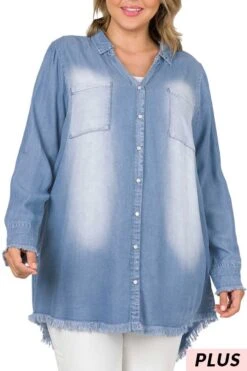 24 SLS {Doing Alright} Medium Denim Chambray Tunic PLUS SIZE 1X 2X 3X