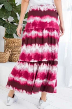 BT-I {Genuine Gratitude} BURGUNDY Tie Dye Tiered Skirt PLUS SIZE 1X 2X 3X -Cheap Clothing Store image 4e929bd1 4dec 484a 8102 21b2dbf21388