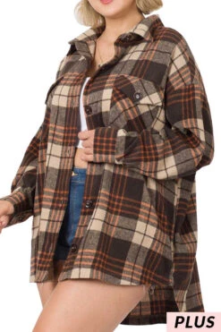 24 OT-Y {No More Doubts} Brown/Rust Plaid Shacket PLUS SIZE 1X 2X 3X -Cheap Clothing Store image 500fe476 9975 4f30 8a94 c02d3309a58a