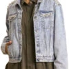 13 OT-C {What It Takes} Umgee Lt. Denim Short Jacket W/Pearls PLUS SIZE XL 1X 2X