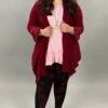 OT-Z {You're So Right} Burgundy Ribbed Crochet Cardigan