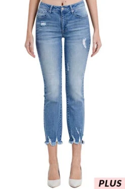 LEG-46 {Tricot} Med. Mid-Rise Crop Boot Jeans PLUS SIZE 1X 2X 3X
