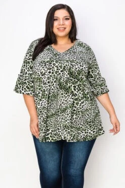 65 PSS-U {No Time To Waste} Green Leopard Print Babydoll Top EXTENDED PLUS SIZE 3X 4X 5X -Cheap Clothing Store image 561bf116 1786 409d b6c8 af1f51ab14c3