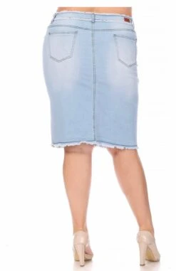 LEG-21 {Here At Last} Lt. Blue Wash Stretch Denim Skirt PLUS SIZE 1X 2X 3X -Cheap Clothing Store image 569f494c b819 4f7f b96f c5ed769c20b4