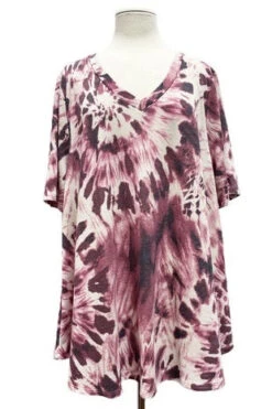 12 PSS-F {Discover A New You} Plum SALE! Tie Dye V-Neck Top EXTENDED PLUS SIZE 1X 2X 3X 4X 5X -Cheap Clothing Store image 597cae4d 1156 453b 8993 f09ce87acea8