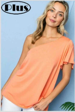 80 OS-D {Hang Loose} CORAL Tunic W/One Shoulder PLUS SIZE 1X 2X 3X -Cheap Clothing Store image 59b8a284 de1f 4800 b712 076036333c20