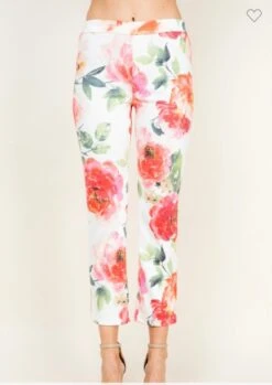 BT-Z {Made For Admiration} Ivory Floral Capri Pants PLUS SIZE XL 2X 3X