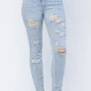 BT-Z {Judy Blue} Lt Blue High Waist Skinny Fit Distressed Jeans EXTENDED PLUS SIZE 16 18 20 22 24
