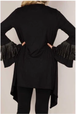 45 OT-B {Double Shot} Black Cardigan With Gold Studded Fringe Plus Size 1X 2X 3X -Cheap Clothing Store image 616cadaf 1e2b 45e4 8659 8bbba07eb344