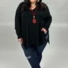 27 SLS-A {Simple Adventures} Black Long Sleeve Tunic PLUS SIZE 1X 2X 3X