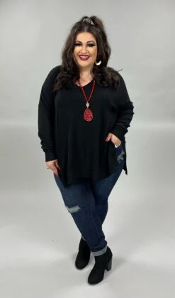 27 SLS-A {Simple Adventures} Black Long Sleeve Tunic PLUS SIZE 1X 2X 3X