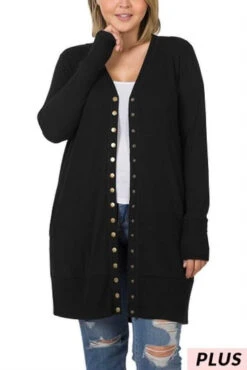 20 OT-B {Cute As A Button} Black Button Up Cardigan PLUS SIZE 1X 2X 3X -Cheap Clothing Store image 68ebfafa bcb4 4a5a 865d 50fbee4defd1