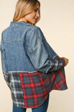 26 OT {Miss Plaid} Denim Jacket W/Red & Grey Plaid PLUS SIZE 1X 2X 3X -Cheap Clothing Store image 723f4b0f 6ca9 4a40 ae9f 1487ad557087