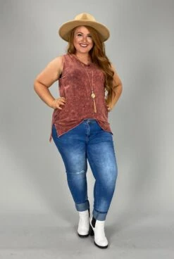 51 Or 44 SV-A {Ease Along} Persimmon Mineral Wash Top PLUS SIZE 1X 2X 3X