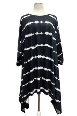 15 PQ {Nuts About You} Black/White Tie Dye Stripe Top PLUS SIZE 1X 2X 3X