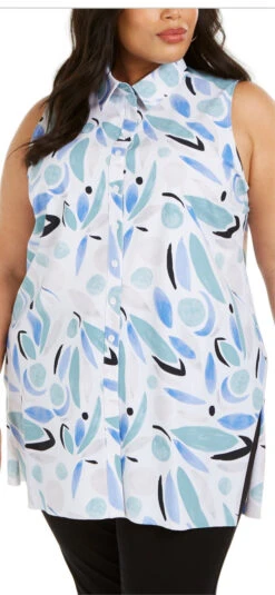 SV-A/M-109 {Alfani} White Print Sleeveless Top Retail $75.50 ***SALE***