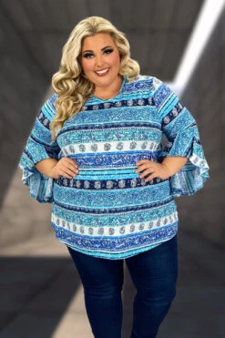 90 PQ {Strive For The Best} Blue Stripe Print V-Neck Top EXTENDED PLUS SIZE 4X 5X 6X -Cheap Clothing Store image 7c0af67a 87b7 4777 b20c f3cb9a52cab2
