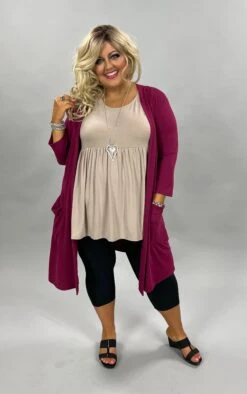OT-D {Free Falling} WINE Slouchy ***SALE***Pocket Cardigan