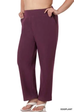LEG-69 {Setting The Standard} Eggplant Wide Waist Pants SALE!!! PLUS SIZE 1X 2X 3X