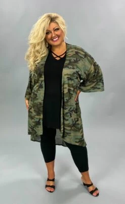 OT-W {In The Army Now} Camoflauge Sheer Long Cardigan PLUS SIZE 1X 2X 3X SALE!!