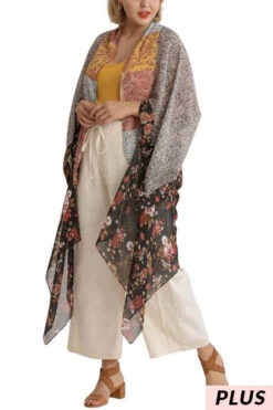Cheap Clothing Store 25 97 OT-W {Stunning Elegance} Umgee Black Floral Kimono PLUS SIZE XL/1X 1X/2X