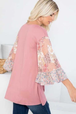 82 CP-J {Blessed And Happy} Mauve/Mixed Print Top PLUS SIZE 1X 2X 3X -Cheap Clothing Store image 8e620a19 1b94 4f31 8541 6687bd618611