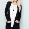 14 OT {First Class Flair} Black Sweater Duster W/Pockets PLUS SIZE 1X 2X 3X