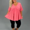 14 SSS-D {Beyond Romance} Coral V-Neck Babydoll Tunic CURVY BRAND!!! EXTENDED PLUS SIZE 1X 2X 3X 4X 5X 6X -Cheap Clothing Store image 9689ad13 0638 489f 8ea3 1ea738b0b55d