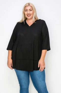 24 HD {Mellow Mood} Black Waffle Knit Hoodie CURVY BRAND!!! EXTENDED PLUS SIZE 3X 4X 5X 6X