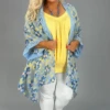 42 OT-B {Falling Away} Umgee SALE!! Sky Blue Floral Kimono PLUS SIZE XL/1X 1X/2X