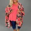24 OT-B {Delight In The Divine}Navy Floral Kimono EXTENDED PLUS SIZE 3X 4X 5X