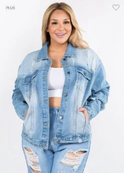 25 OT-C {Hollywood Jean} Distressed Denim Jacket PLUS SIZE 1X 2X 3X -Cheap Clothing Store image a7880a8b f9f7 48b8 9e9e 66d2bceeff84