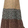BT-Y {Boho Charmer} Multi-Color Floral Tiered Skirt PLUS SIZE XL 1X 2X