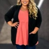 30 OT {Wrapped In Curvy} Black Cardigan W/Pockets CURVY BRAND!!! EXTENDED PLUS SIZE 1X 2X 3X 4X 5X 6X