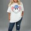 79 GT {Patriotic Smiley} SALE! White Graphic Tee PLUS SIZE 1X 2X 3X -Cheap Clothing Store image ac880532 e801 4b06 b3fa 2046e6597ae8