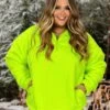 25 OR 31 SLS-A {For The Moment} Neon Lime Fleece Pullover SALE!! PLUS SIZE 1X 2X 3X