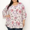23 PQ {Romance Is Here} Pink Floral V-Neck Top EXTENDED PLUS SIZE 3X 4X 5X
