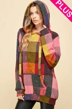 56 HD-D {Get On Board} Red/Pink Plaid Hoodie PLUS SIZE 1X 2X 3X -Cheap Clothing Store image b0161def 3ca4 4c50 adfd 1d8d9ea57f80