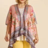 15 OT-J {Floral Market} Umgee Rose Mix Floral Kimono PLUS SIZE XL/1X 1X/2X