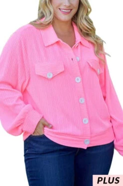 69 OT-J {Style Activated} Neon Pink Button Up Cardigan PLUS SIZE 1X 2X 3X -Cheap Clothing Store image b3214ff6 0545 40c4 9716 042dd0cef993