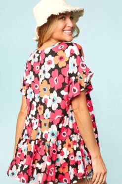 11 PSS-C {Be Amazing Today} Black/Coral Floral Tiered Top PLUS SIZE XL 2X 3X -Cheap Clothing Store image b52d1309 39d1 46cb 9dc6 27aeeb479ab6