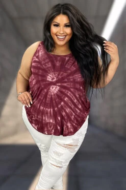 22 SV-R {Take It From Me} Burgundy SALE!!! Tie Dye Top PLUS SIZE 1X 2X 3X