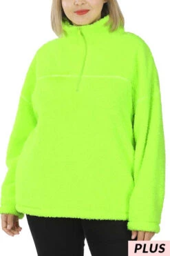25 OR 31 SLS-A {For The Moment} Neon Lime Fleece Pullover SALE!! PLUS SIZE 1X 2X 3X -Cheap Clothing Store image b6638e96 6ea9 4400 a330 e6c452b4fba2