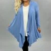 41 OT-Y [Next To Me} Dusty Blue Cardigan W/Pointed Hem PLUS SIZE XL 2X 3X