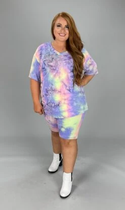 36 SET-E {Great Days} Multi-Color Tie Dye Short Set SALE!!!! EXTENDED SIZE 1X 2X 3X 4X 5X 6X