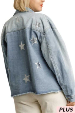 41 OT-A {Mega Star} "UMGEE" Light Blue Denim Jacket PLUS SIZE XL 1X 2X
